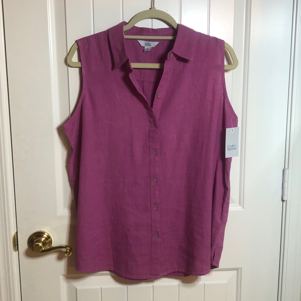 Croft & Barrow Magenta Button-Up Blouse